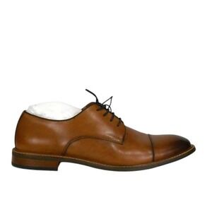 Vince Camuto Dress Shoes Mens Size 11.5 M Cognac Brown Leather Oxford VY-LAMSON